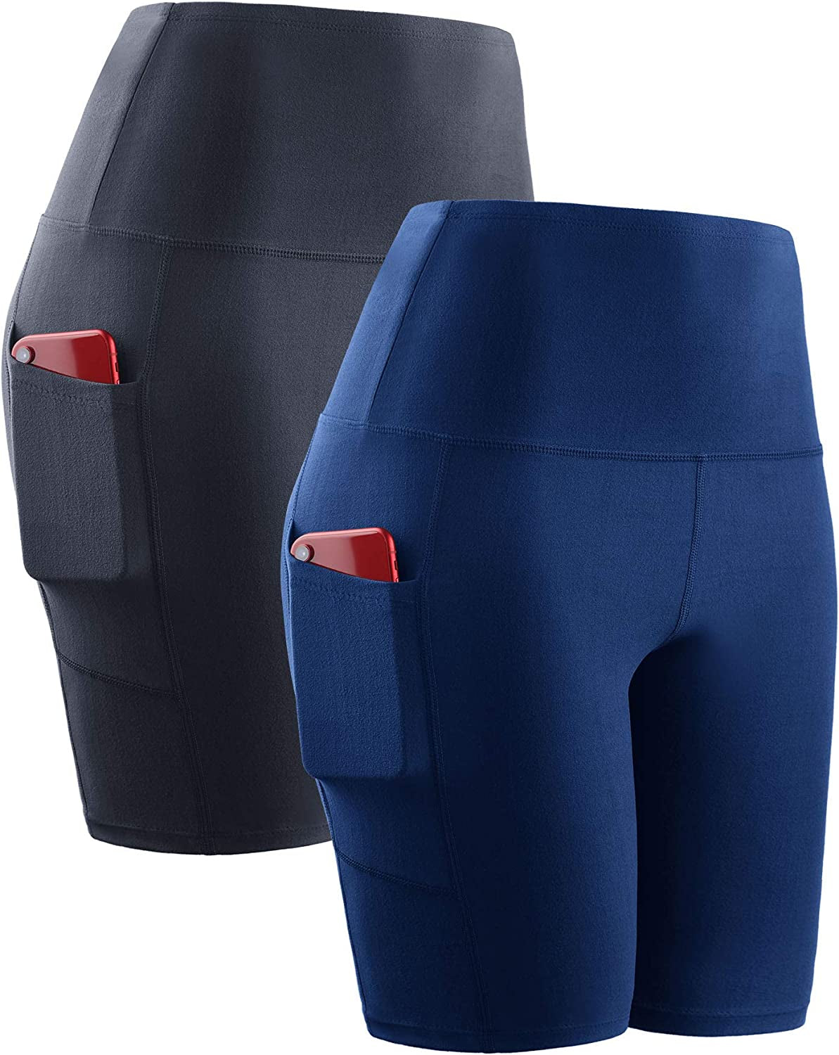 Women's High Waist Yoga Shorts Tummy Control Workout Running Compression Shorts with Pocket