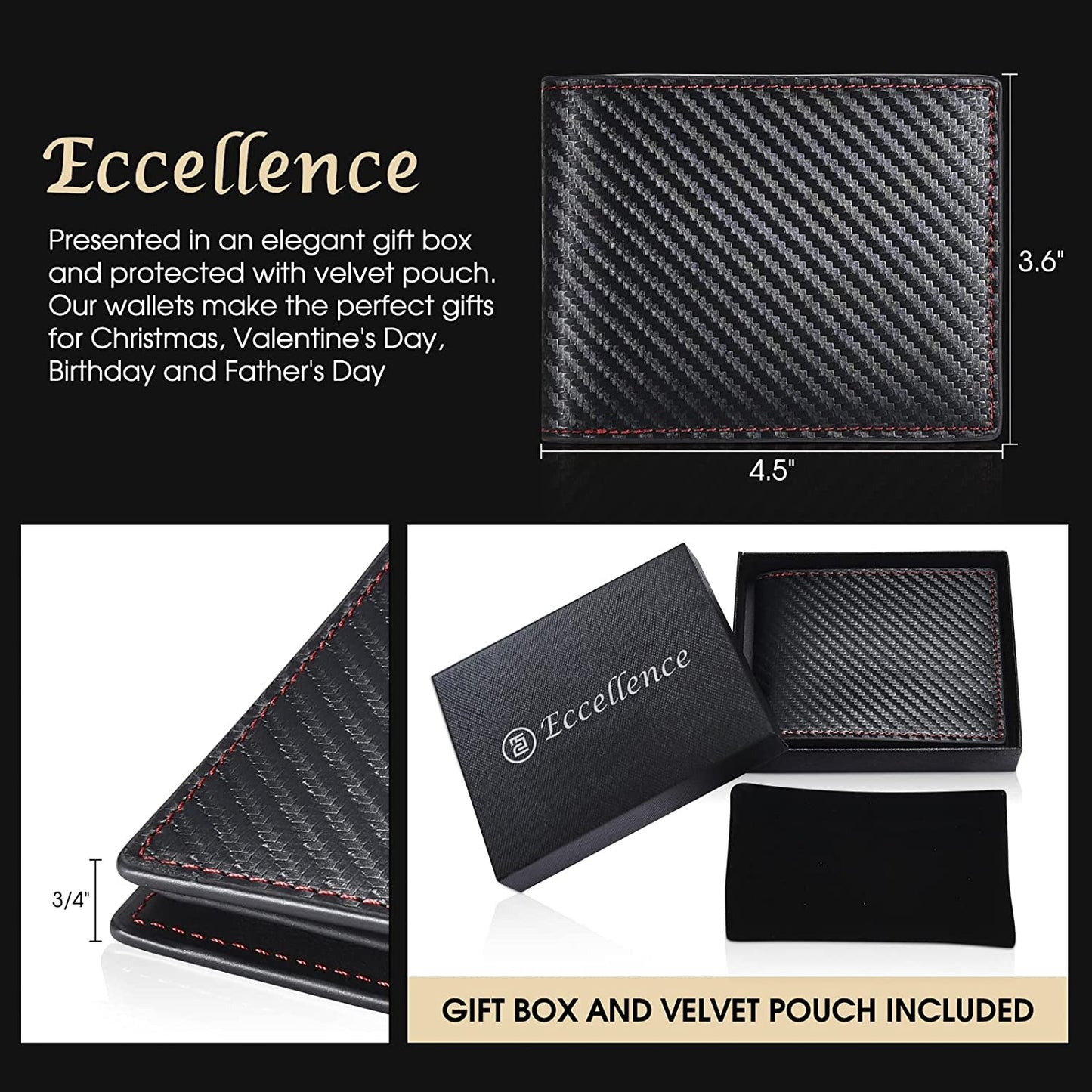 Wallets for Men RFID Blocking - Leather Wallet for Men Bifold, Men's Wallet