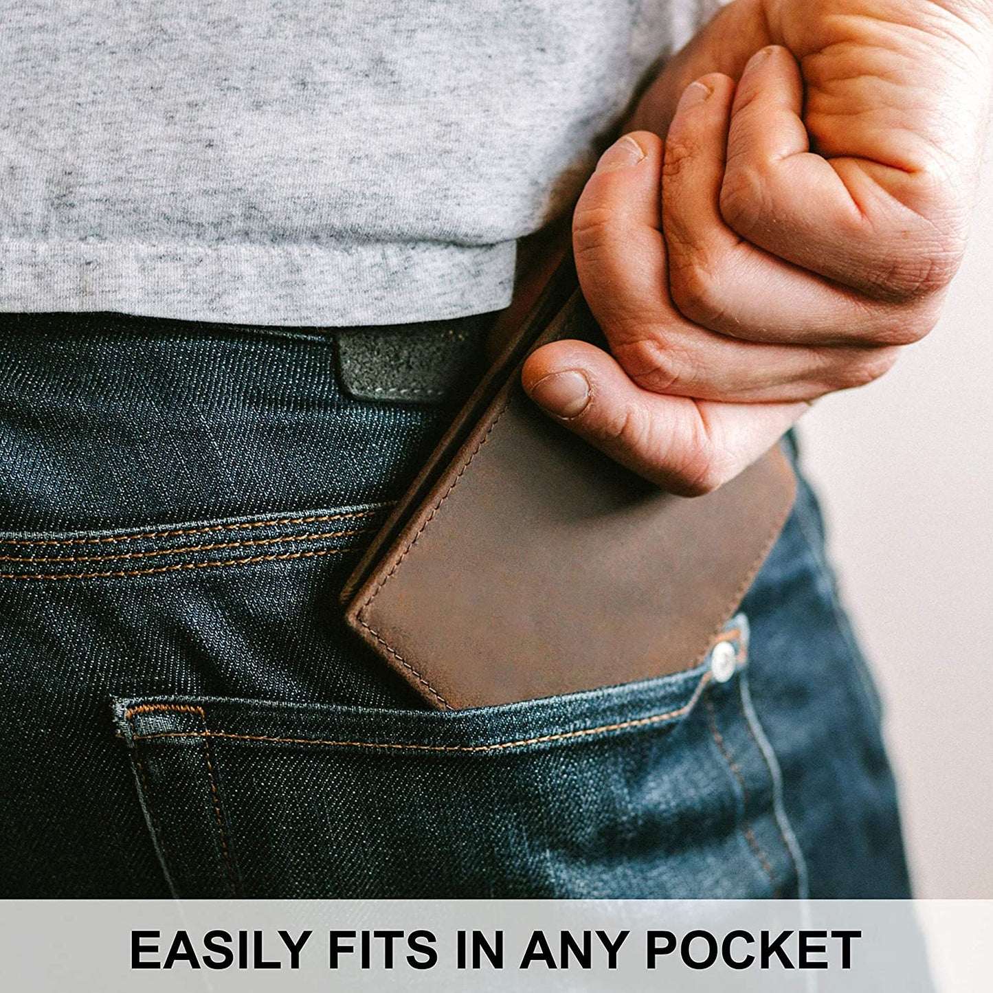 Top Grain Leather Wallet for Men | RFID Blocking | Extra Capacity Bifold Wallet with 2 ID Windows