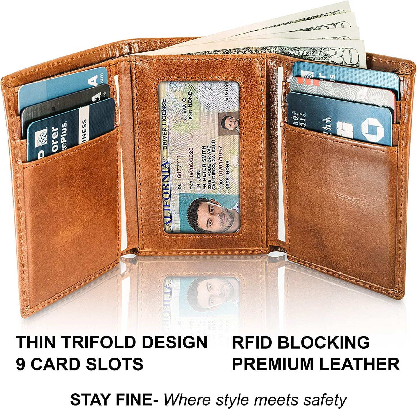 Top Grain Leather Trifold Wallet for Men | Ultra Strong Stitching | Handcrafted Argentinian Leather