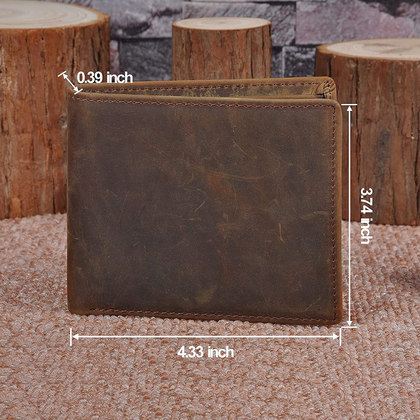 Genuine Leather Wallets for Men, Handmade Vintage Italian Distressed Slim Bifold Men's Wallet