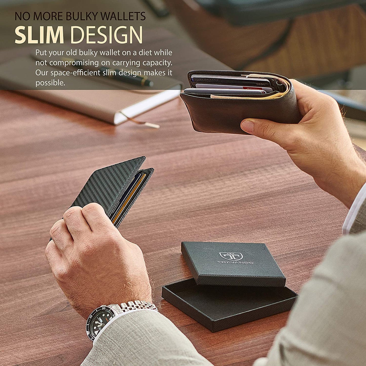 Men's Slim Wallet with Money Clip AUSTIN RFID Blocking Bifold Credit Card Holder