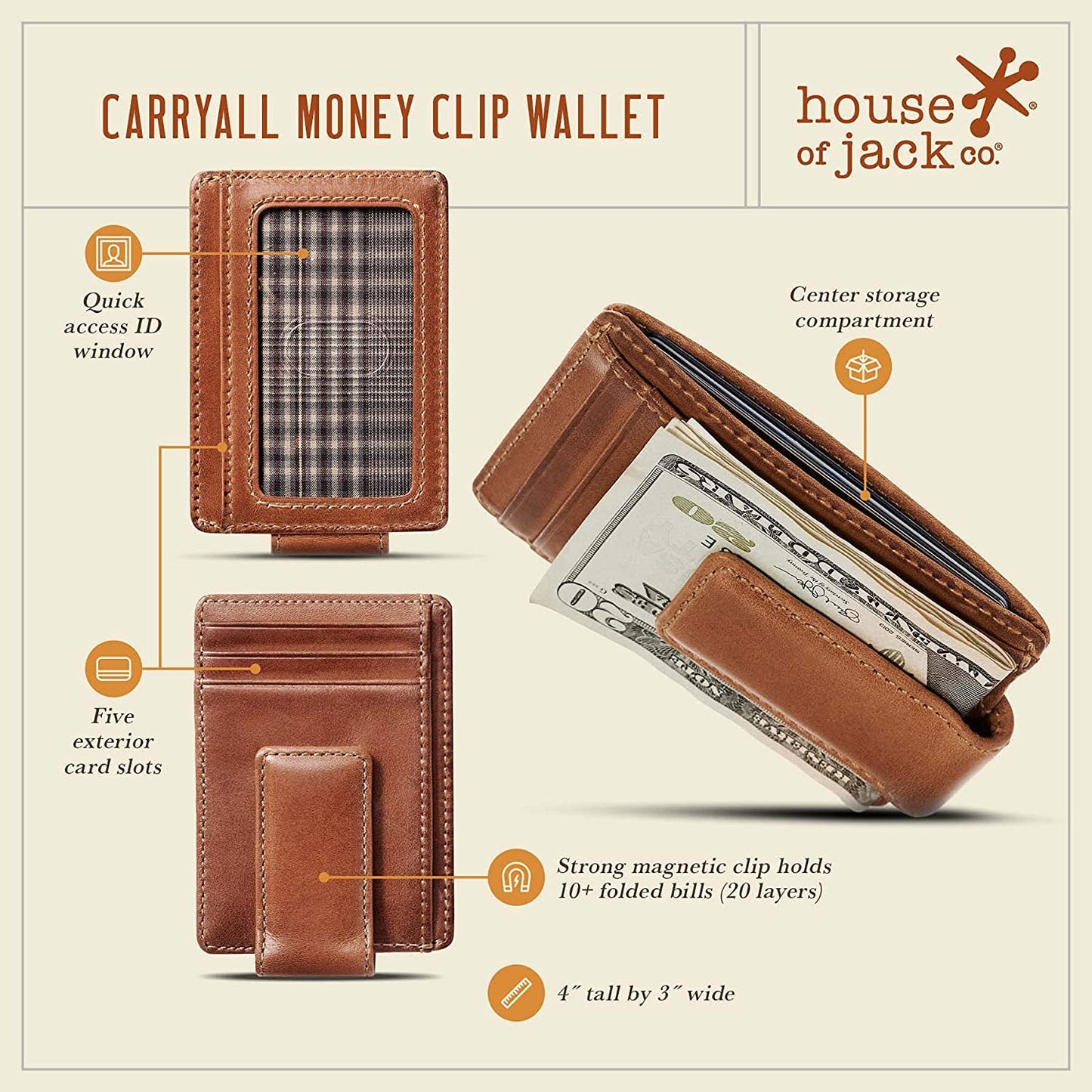 Money Clip Wallet | Super Strong Magnetic Clip | Minimalist Card Case with Money Clip