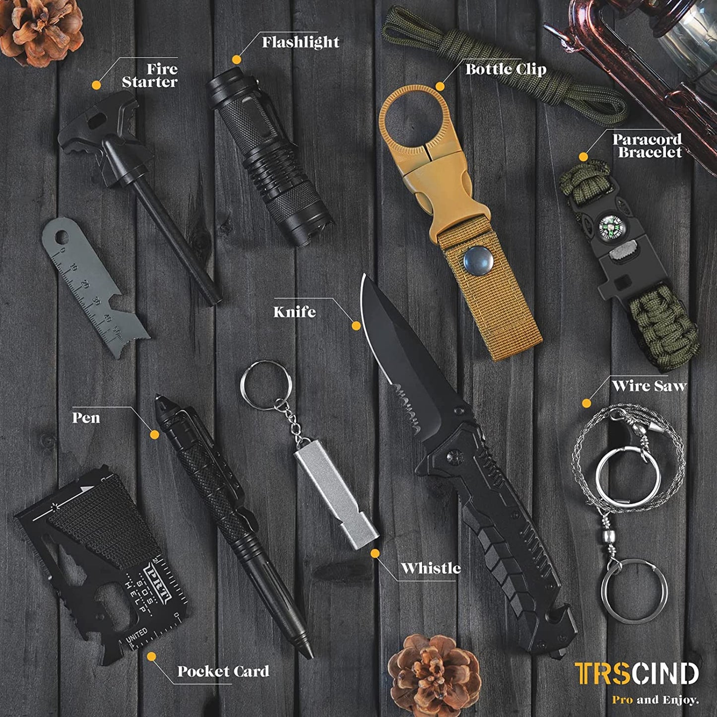 Gifts for Men Dad Him Husband, Survival Kit Tools, Survival Gear and Equipment 11 in 1, Stocking Stuffers Birthday Gifts