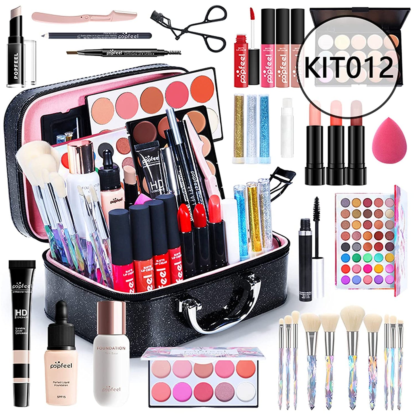 All-In-One Holiday Gift Makeup Set Cosmetic Essential Starter Bundle Include Eyeshadow Palette Lipstick Concealer Blush