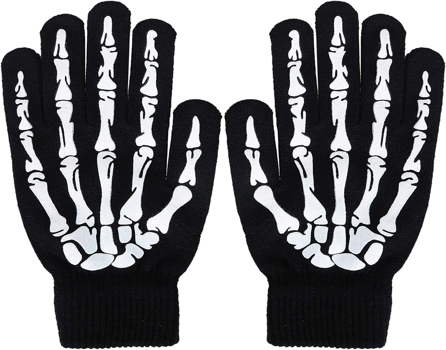 Unisex Full/Half Finger Skeleton Gloves Glow in the Dark Knit Gloves