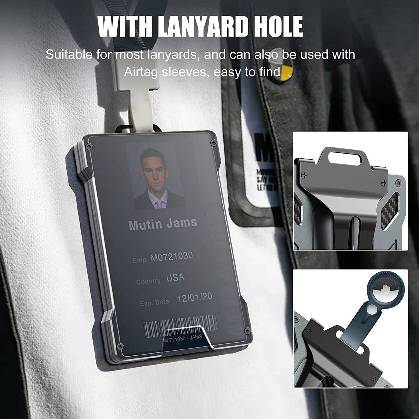 Wallet for Men - Slim Aluminum Metal Money Clip with 1 Clear Window ID Badge Holder