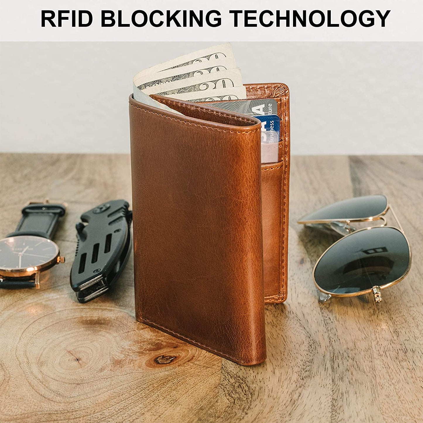 Top Grain Leather Trifold Wallet for Men | Ultra Strong Stitching | Handcrafted Argentinian Leather