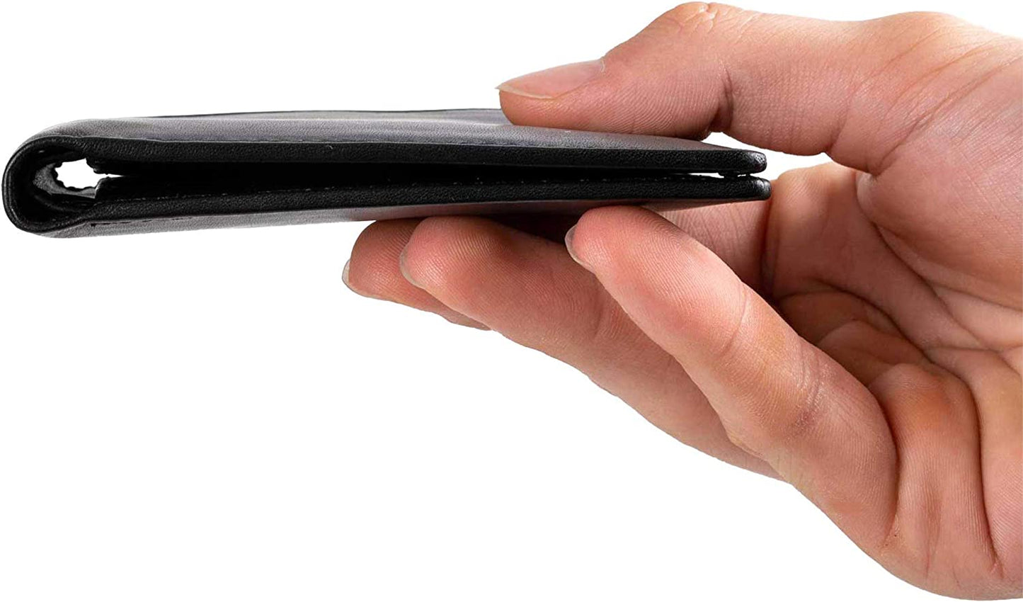 RFID Slim Leather Travel Wallet for Men Bifold Top Flip 2 ID Windows