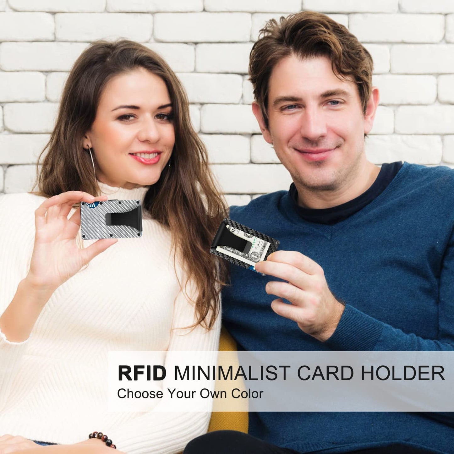 Card Holder Wallet Money Clip, Slim Minimalist Wallet for Men RFID Blocking Carbon Fiber Wallet