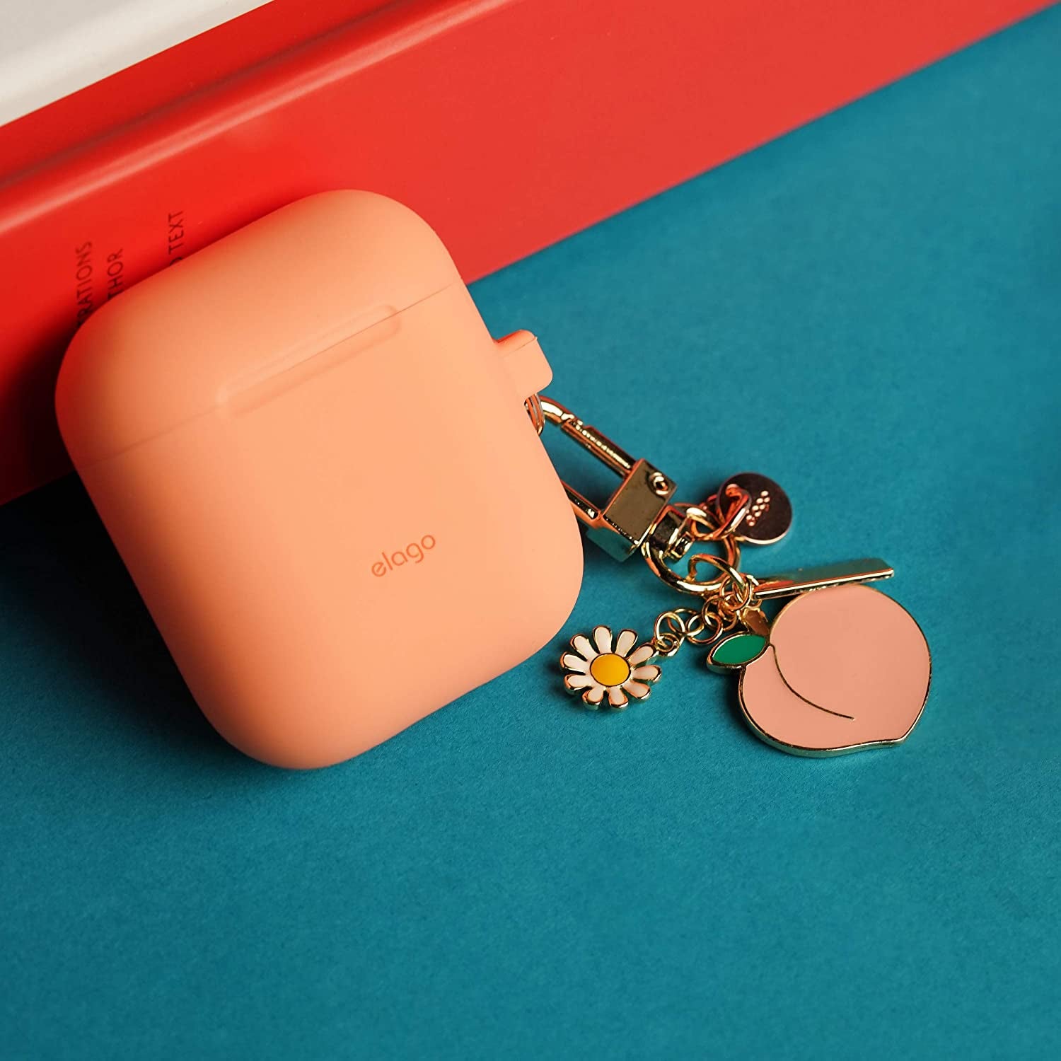 Airpods Keyring [PEACH] - Charm for Airpods, Handbag, Tote, Purse, Backpack, Bag, Car Key, Durable Keychain