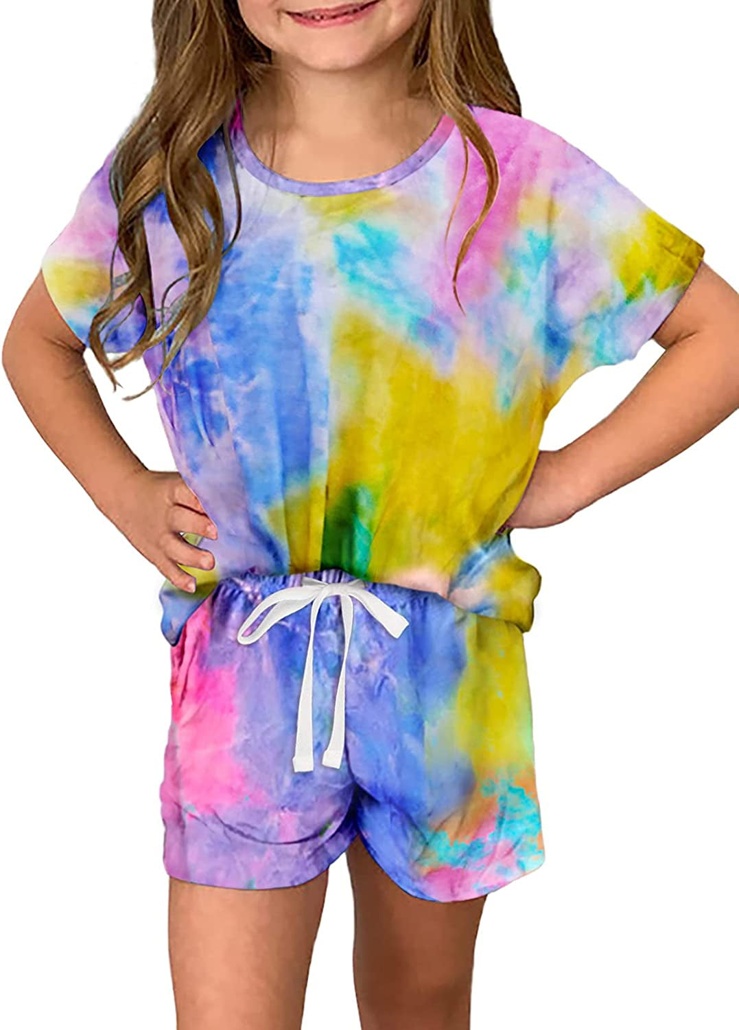 Girls Summer T-Shirt and Shorts Set with Side Pockets