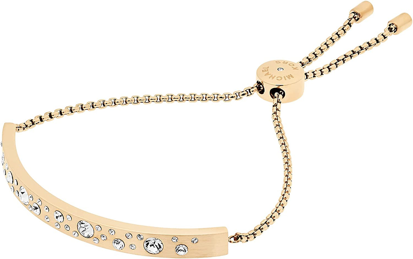 Women'S Stainless Steel Gold-Tone Slider Bracelet with Crystal Accents