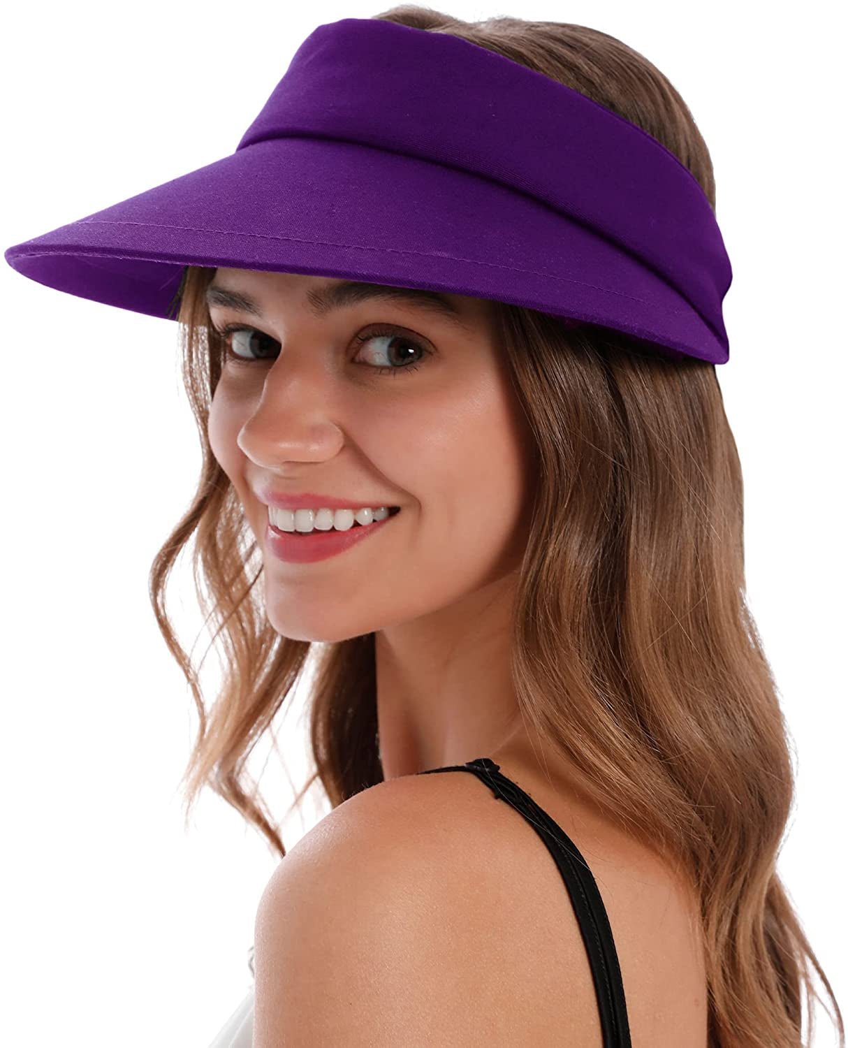 Women'S UPF 50+ UV Protection Wide Brim Beach Sun Visor Hat