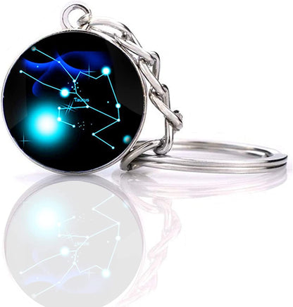 Zodiac 12 Constellation Glow in the Dark Creative Galaxy Keychain