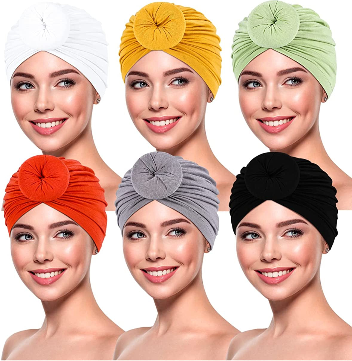 Women Turbans and Head Wraps,Skull-Caps,African Turban Flower Knot Pre-Tied Bonnet Beanie Cap for Women