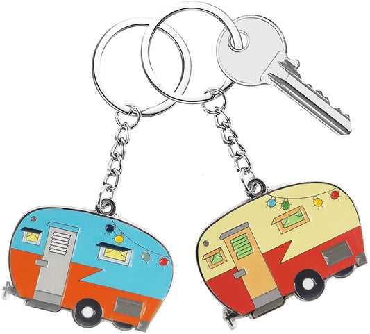 Camper Keychain Happy RV Camper Keyring RV Keychain Couples Keychain Set, 2 Pack