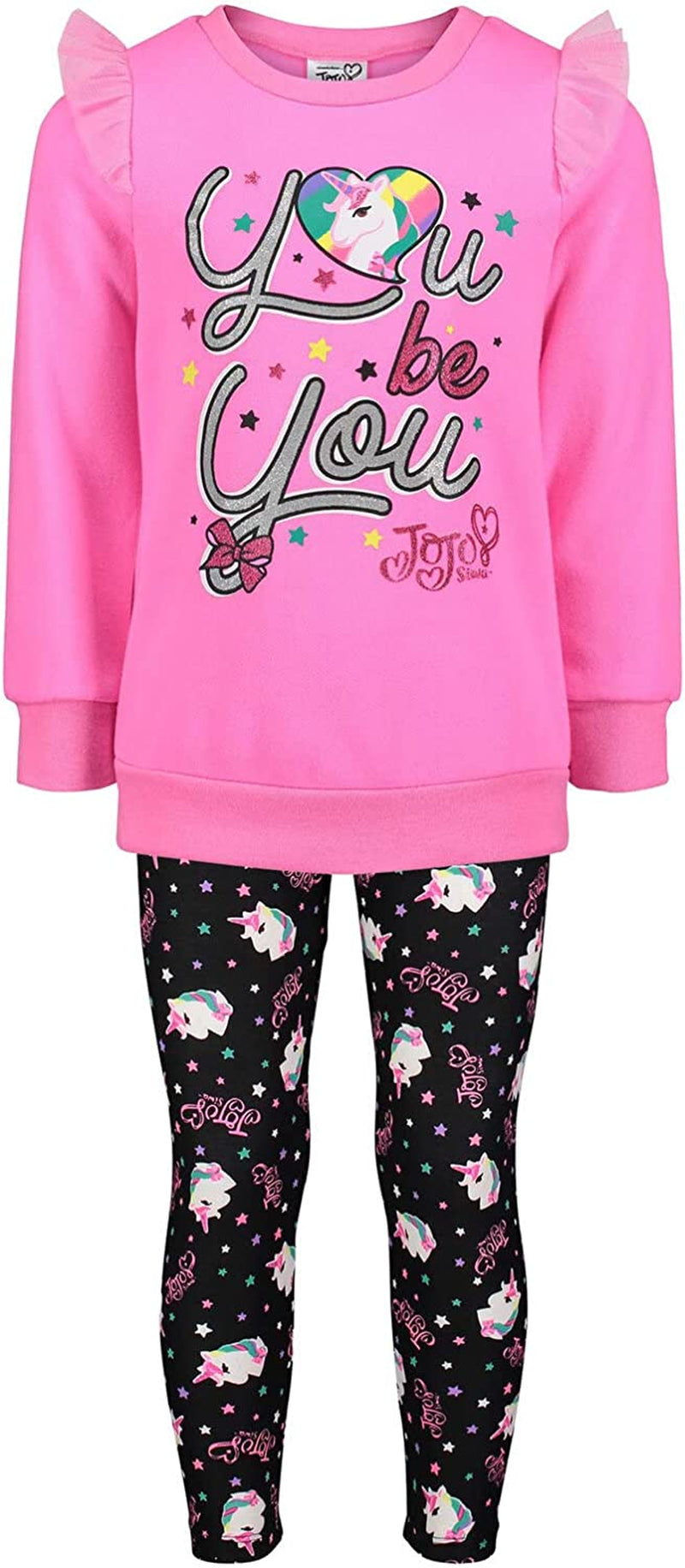 Ruffle Pullover Fleece Sweatshirt & Leggings Set