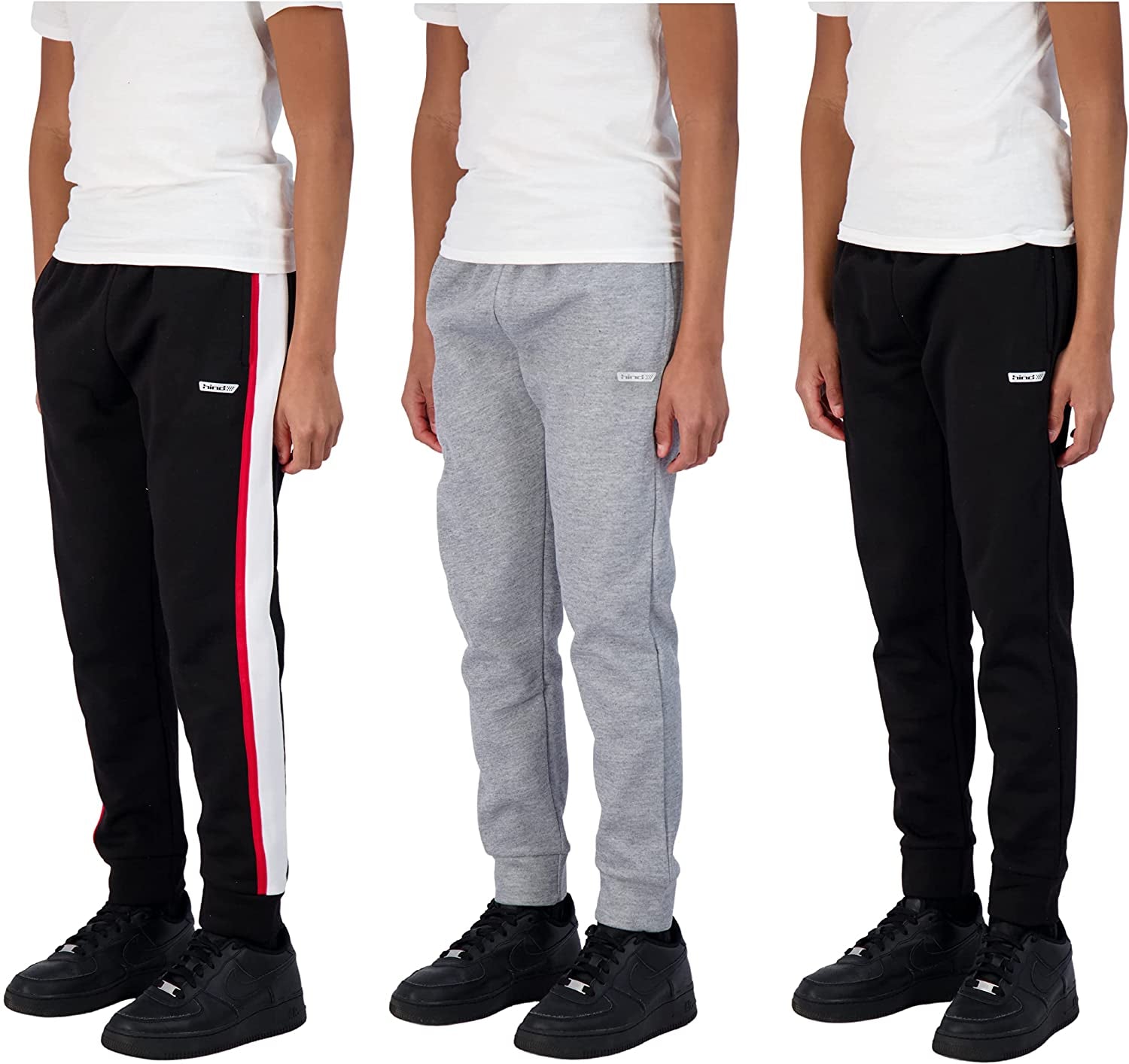 Boys 3-Pack Fleece and Tricot Jogger Sweatpants with Pockets for Athletic & Casual Wear