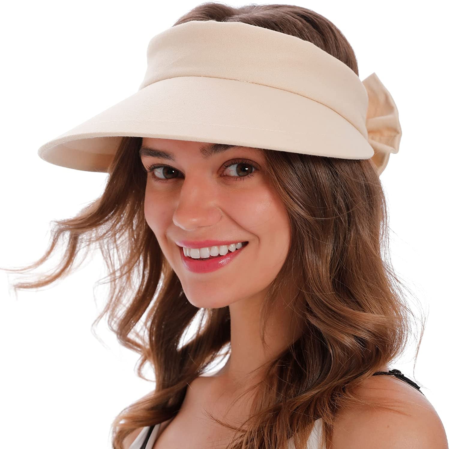 Women'S UPF 50+ UV Protection Wide Brim Beach Sun Visor Hat