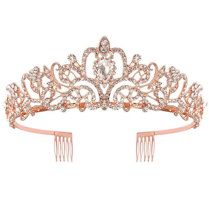 Gold Tiara for Women Crystal Crown with Colorful Gemstones Rhinestones Hair Accessories for Girls