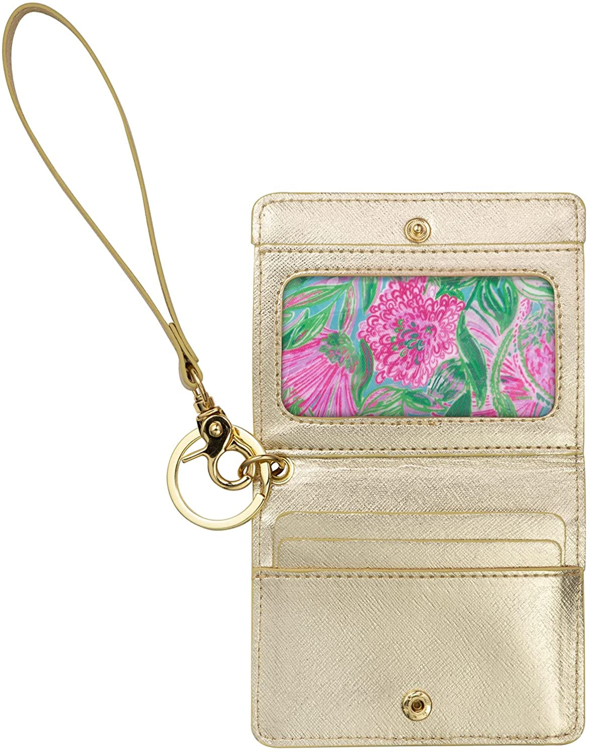 Snap ID Card Case, Cute Keychain Wallet, Slim Credit Card Holder with Wristlet Strap, Coming in Hot S