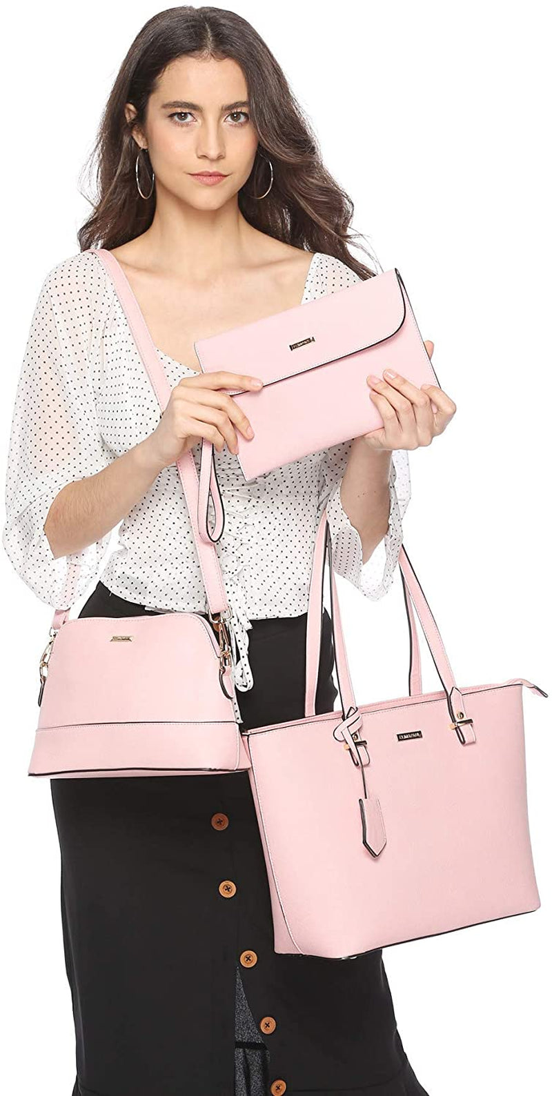 Women's Fashion Handbags Wallet Tote Bag Shoulder Bag Top Handle Satchel Purse Set 4Pcs