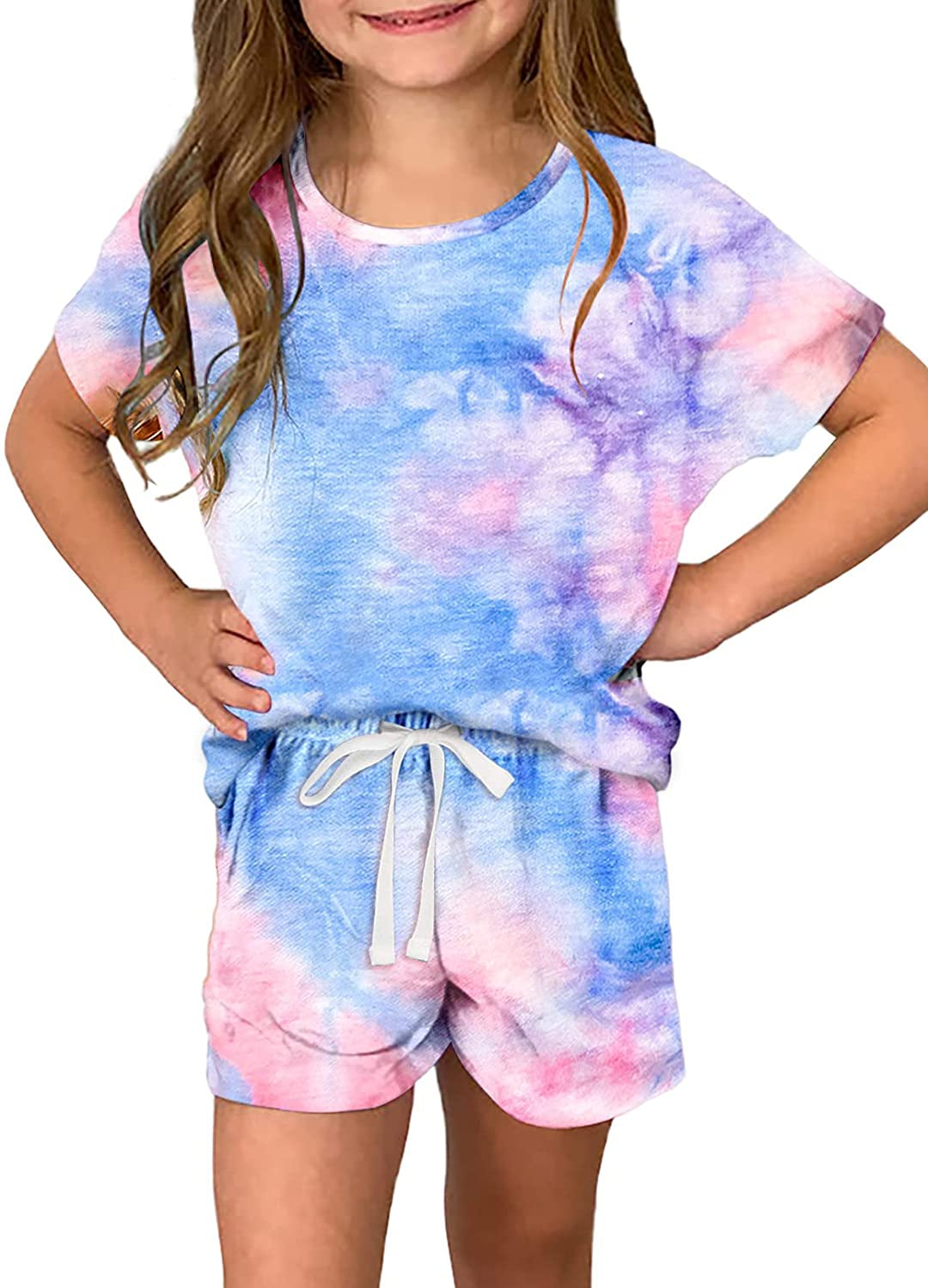 Girls Summer T-Shirt and Shorts Set with Side Pockets