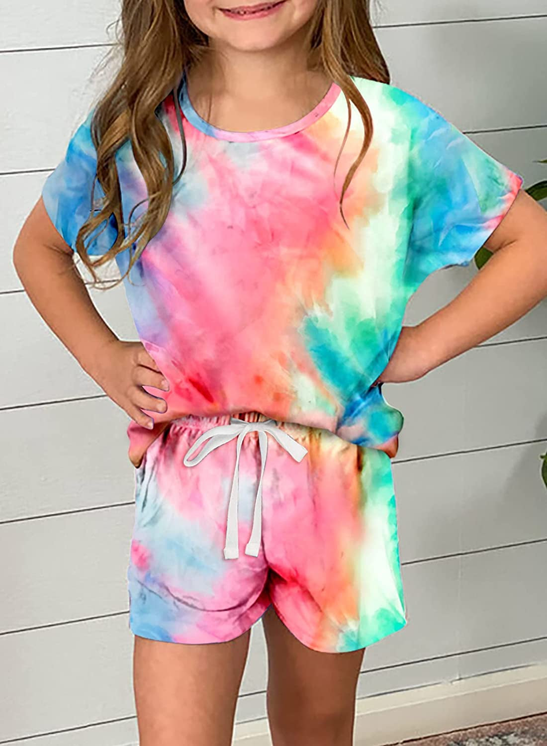 Girls Summer T-Shirt and Shorts Set with Side Pockets