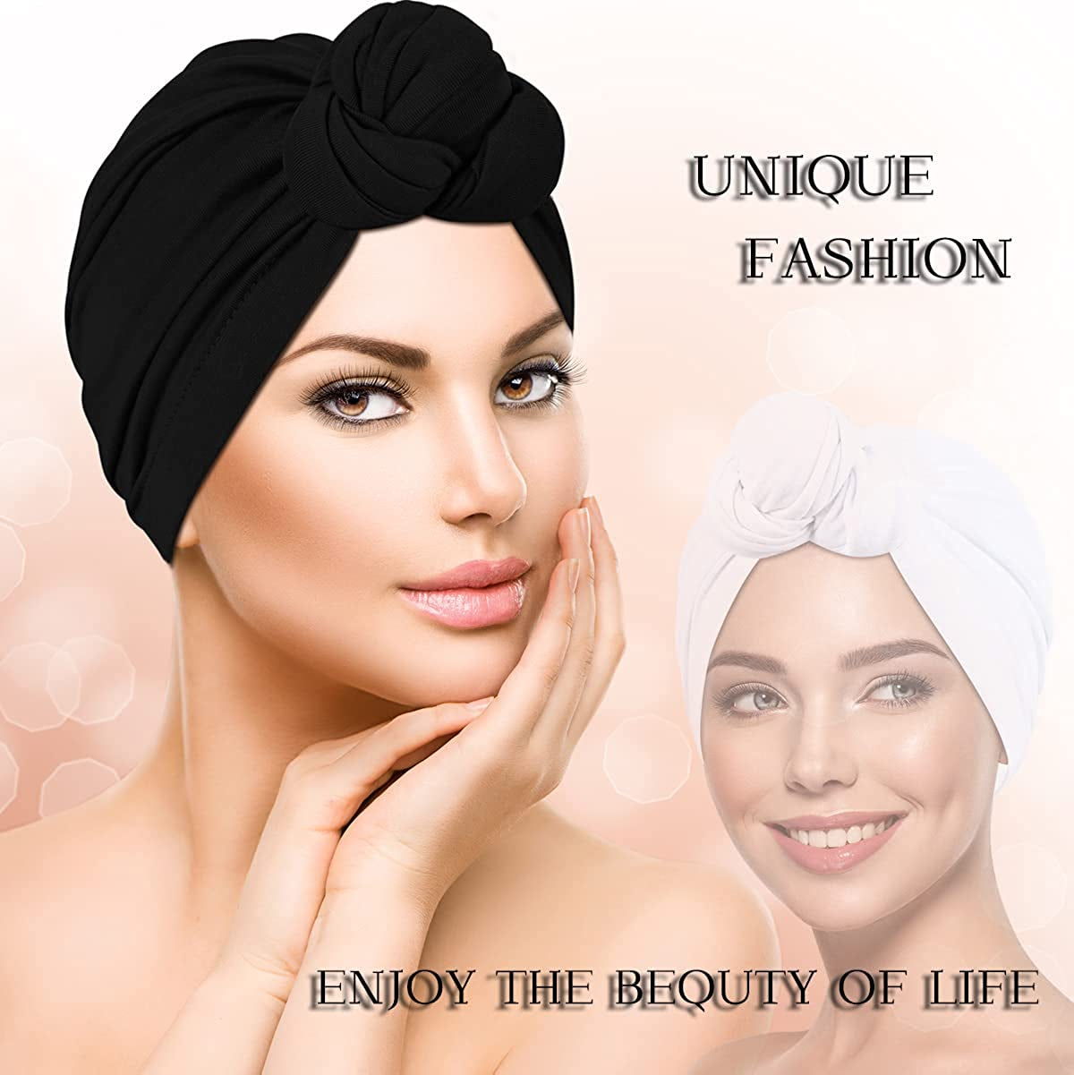 Women Turbans and Head Wraps,Skull-Caps,African Turban Flower Knot Pre-Tied Bonnet Beanie Cap for Women