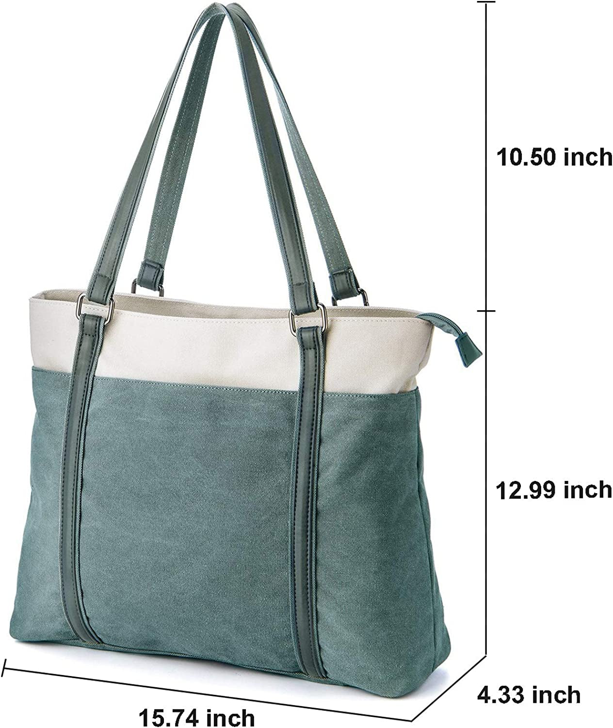 Women Laptop Tote Bag for Work Lightweight Splice Canvas 15.6 Inch Handbag Purse