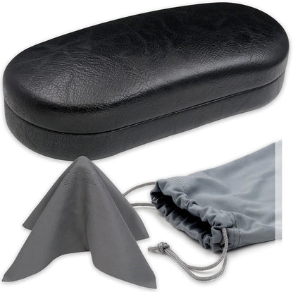 Hard Sunglasses Cases for Large to Oversized Frames with Cleaning Cloth