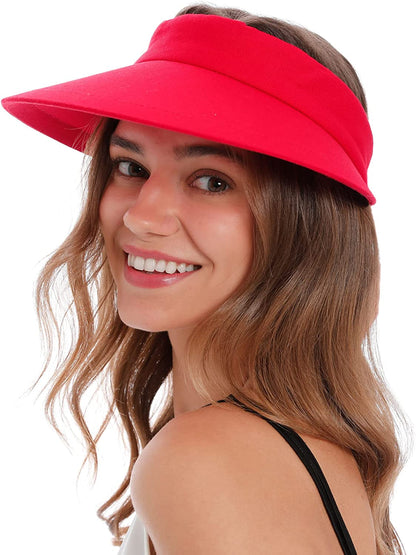 Women'S UPF 50+ UV Protection Wide Brim Beach Sun Visor Hat