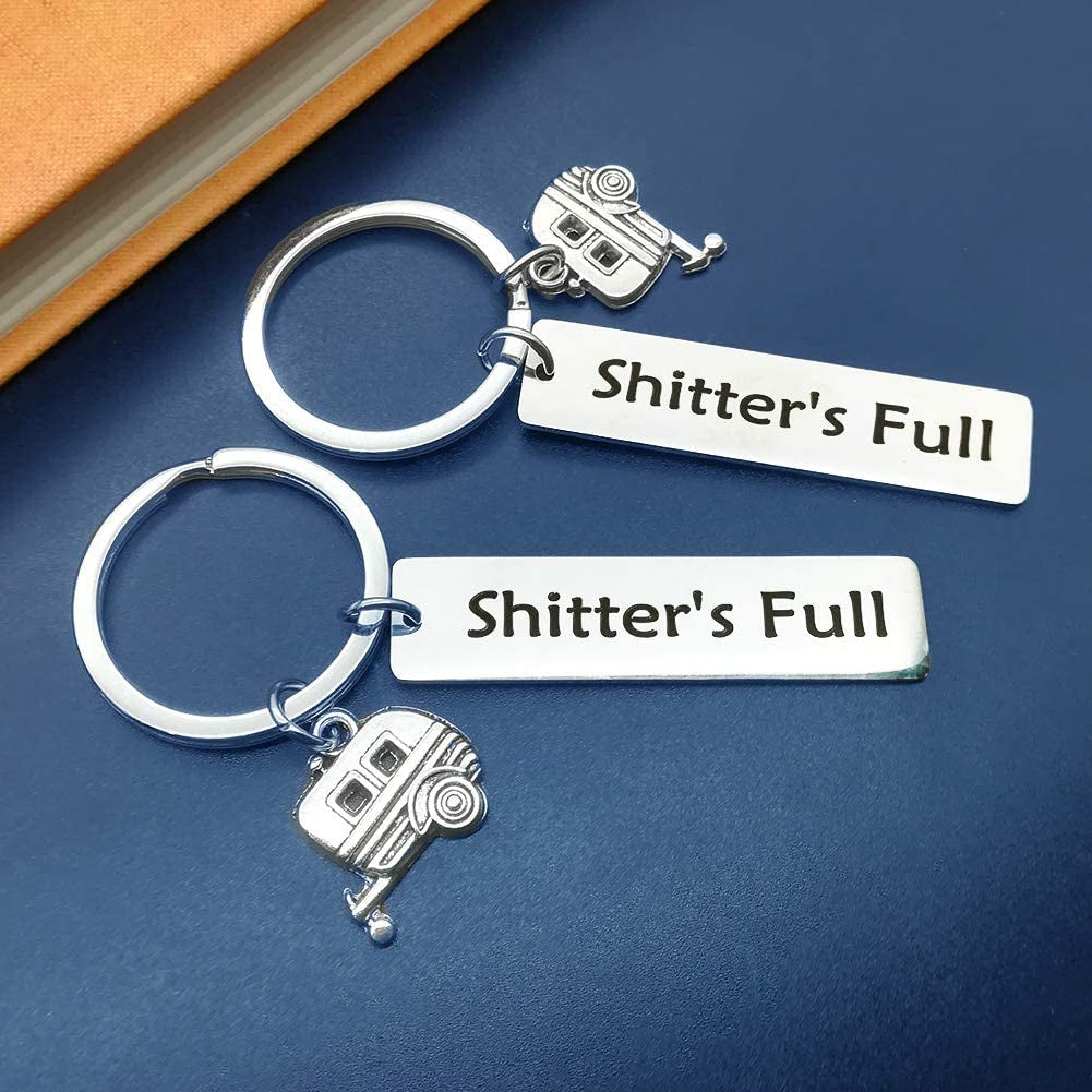 2Pcs Full Camper Keychain Happy Camper RV Keychain Unique Gifts for Men Women