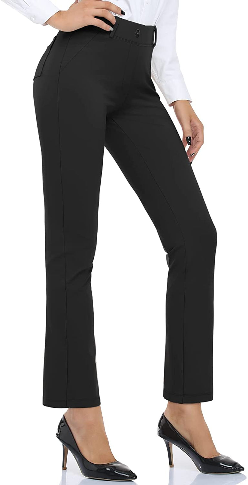 Women's Yoga Dress Pants Work Office Business Casual Slacks Stretch Regular Straight Leg Pants with Pockets