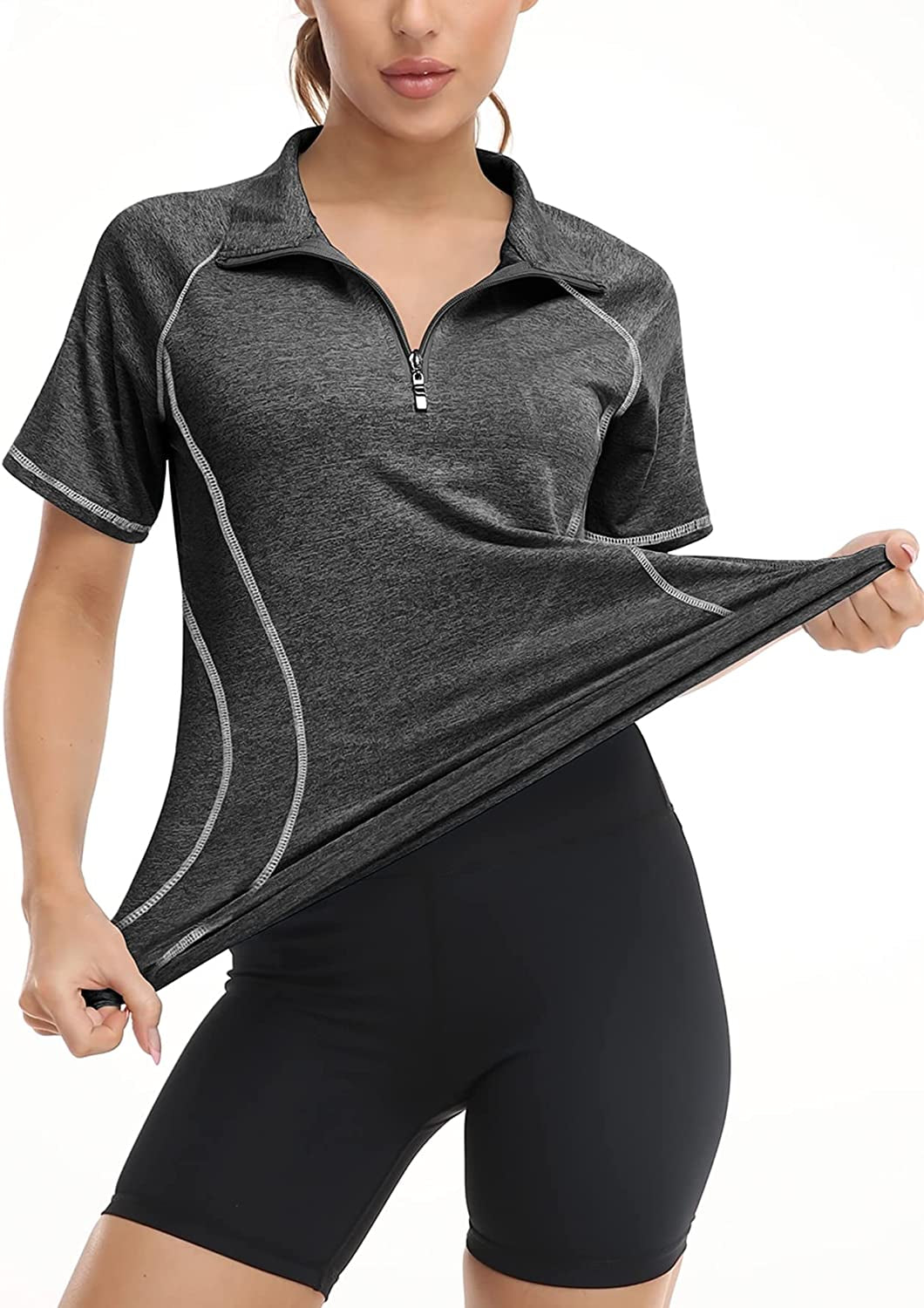 Women's Sleeveless Golf Tennis Polo Shirts Zip up Dry Fit Workout Tank Tops