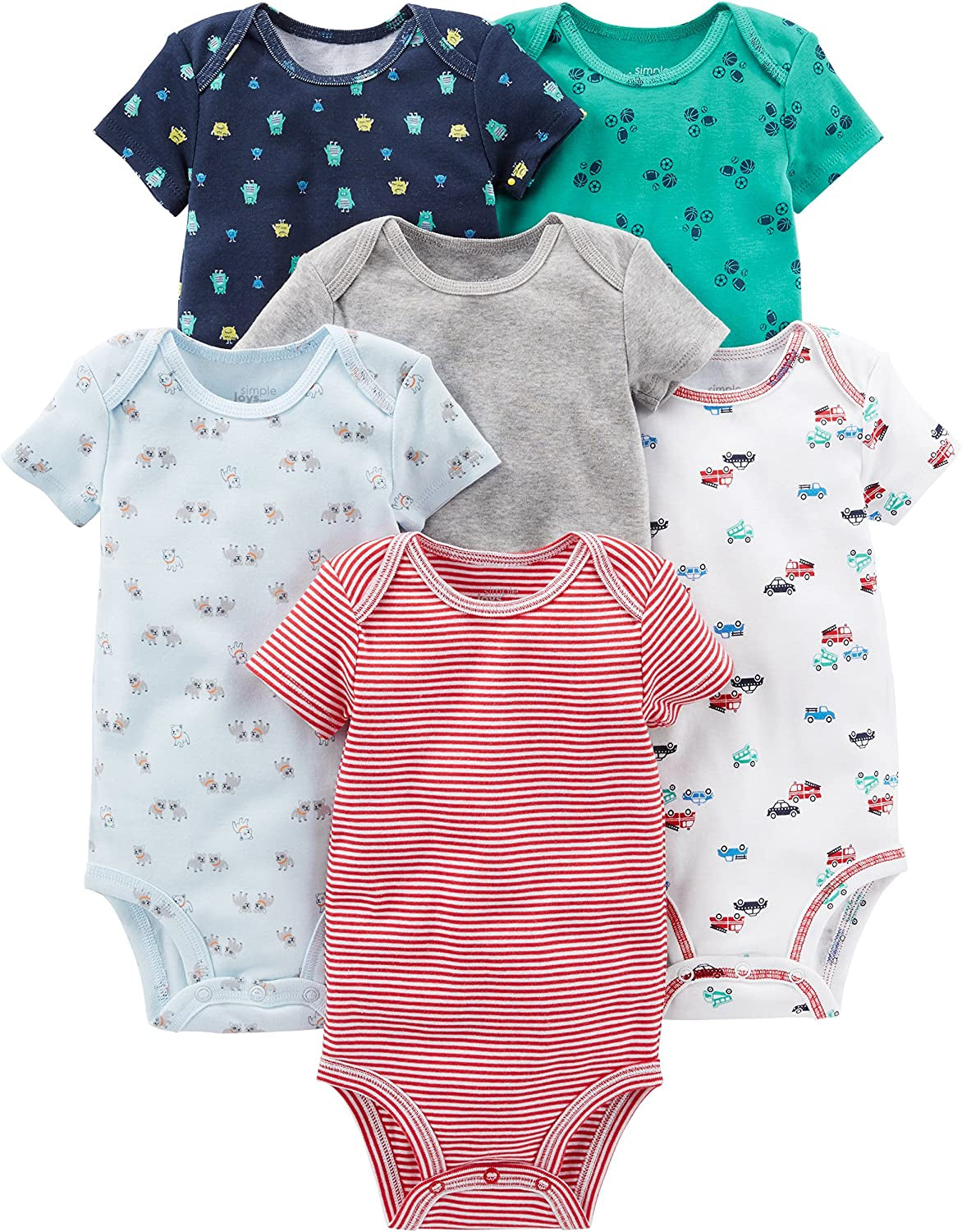 Baby Boys' Short-Sleeve Bodysuit, Pack of 6