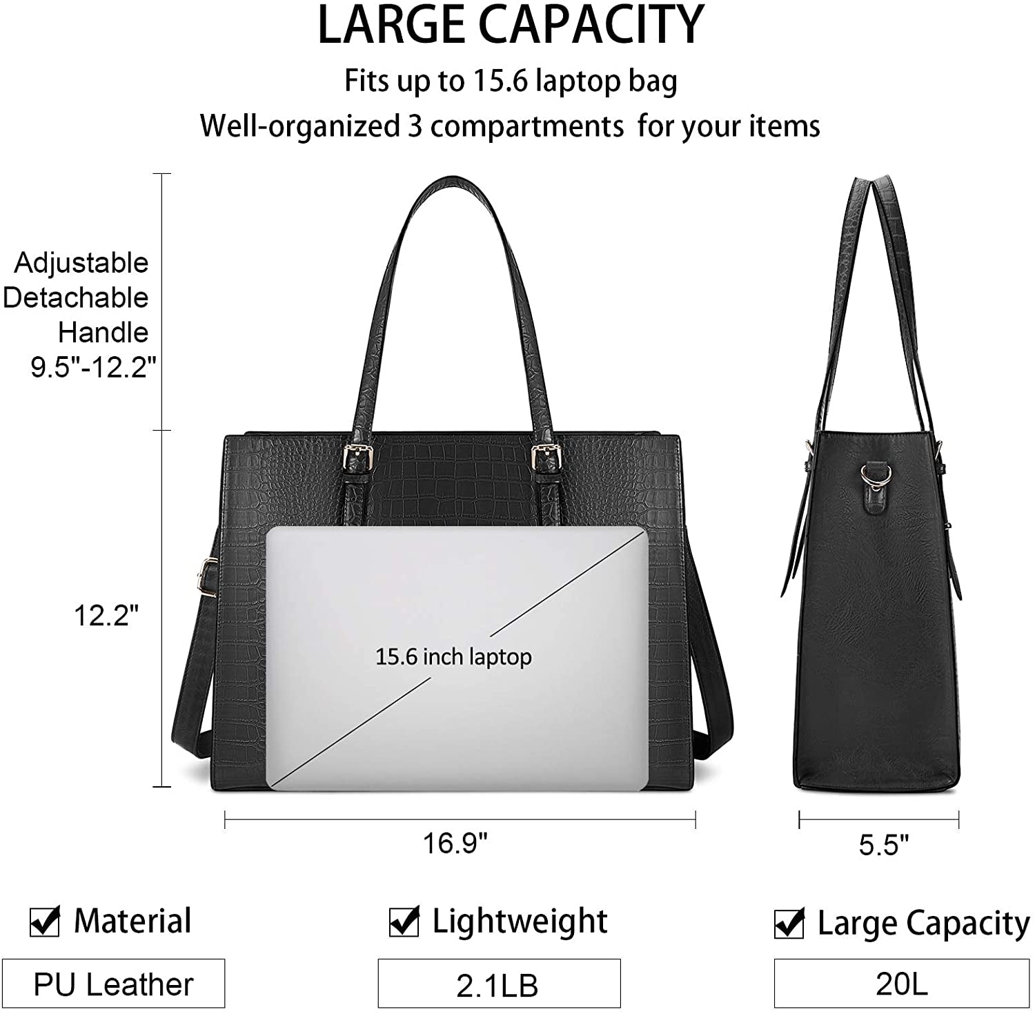 Laptop Bag for Women 15.6 Inch Laptop Tote Bag Leather Classy Computer Briefcase for Work