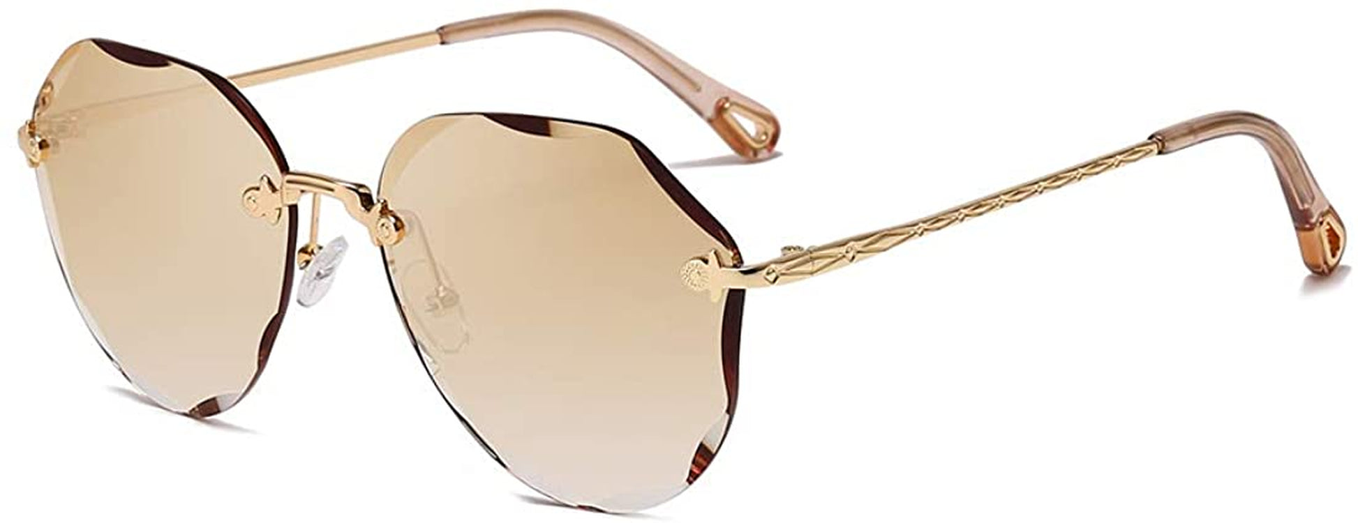 Sunglasses for Women Oversized Rimless Diamond Cutting Lens Sun Glasses AE0534