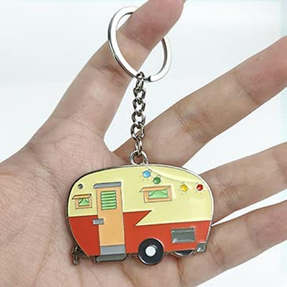 Camper Keychain Happy RV Camper Keyring RV Keychain Couples Keychain Set, 2 Pack