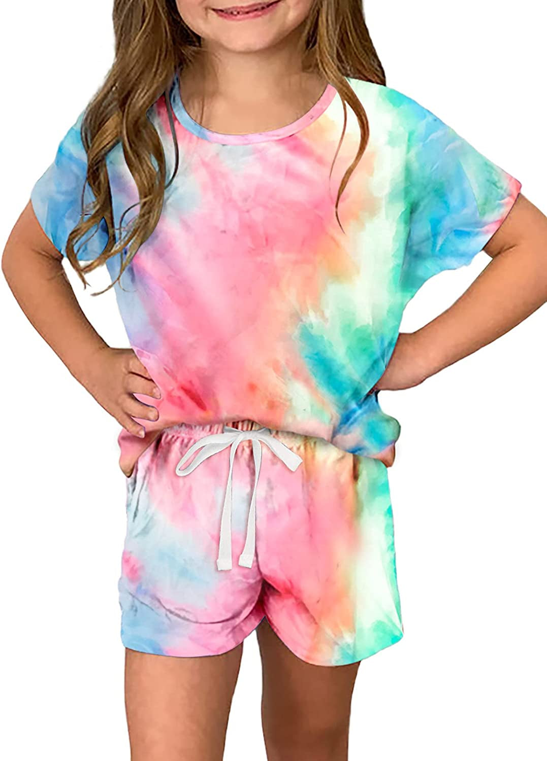 Girls Summer T-Shirt and Shorts Set with Side Pockets