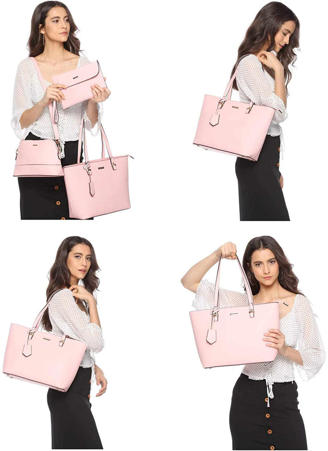 Women's Fashion Handbags Wallet Tote Bag Shoulder Bag Top Handle Satchel Purse Set 4Pcs