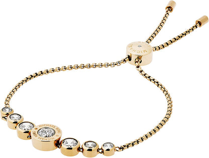 Women'S Stainless Steel Gold-Tone Slider Bracelet with Crystal Accents