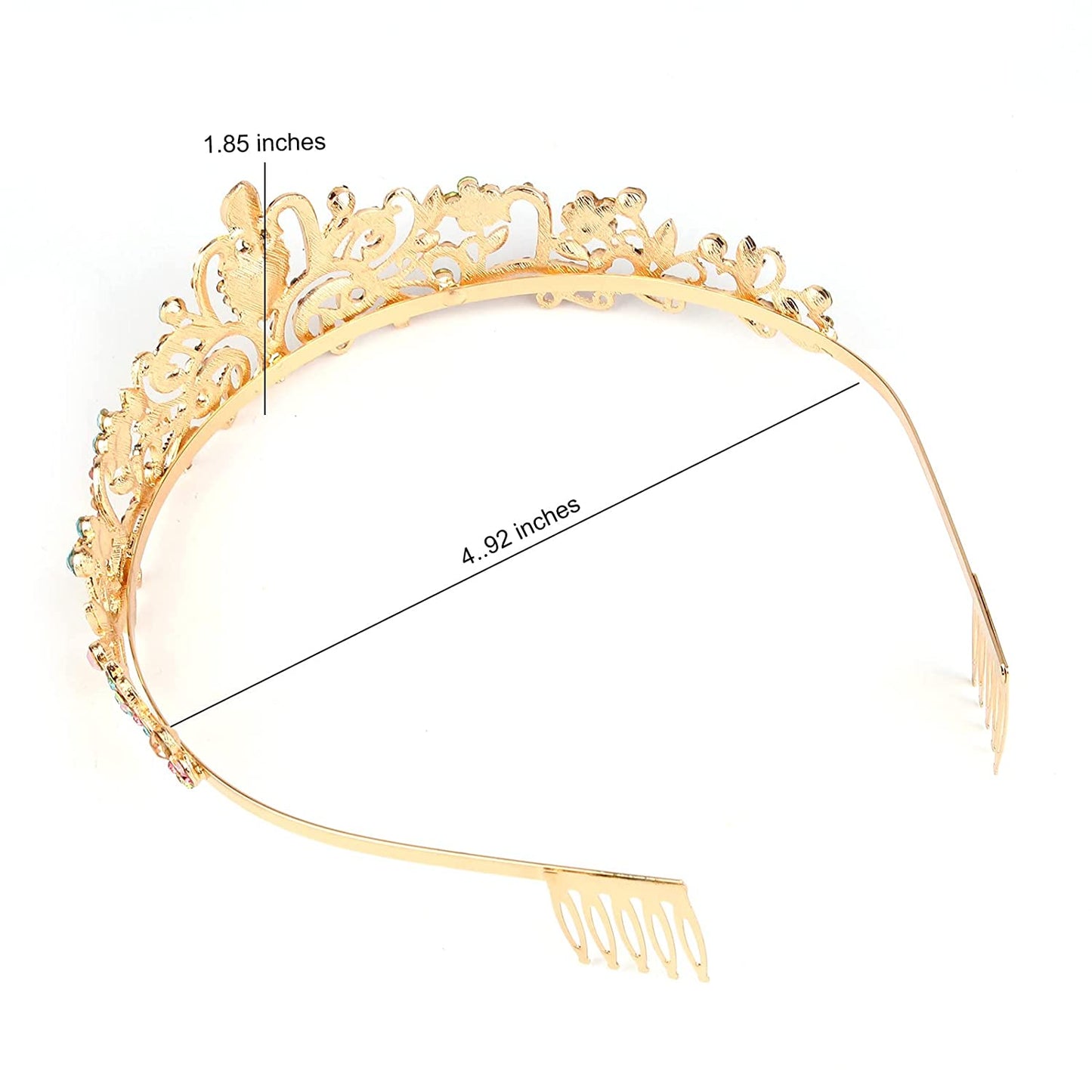 Gold Tiara for Women Crystal Crown with Colorful Gemstones Rhinestones Hair Accessories for Girls