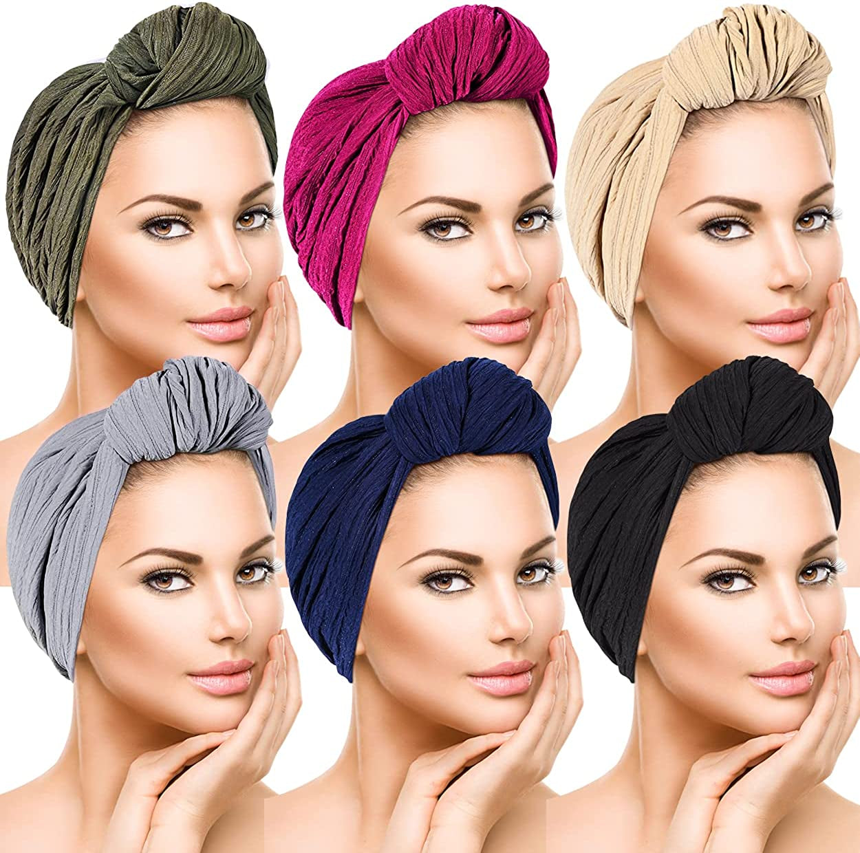 Women Turbans and Head Wraps,Skull-Caps,African Turban Flower Knot Pre-Tied Bonnet Beanie Cap for Women