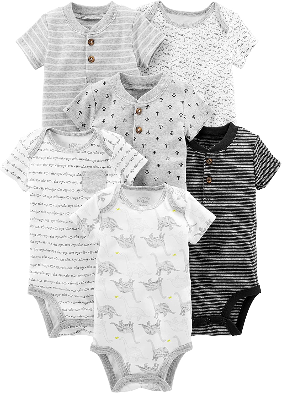 Baby Boys' Short-Sleeve Bodysuit, Pack of 6