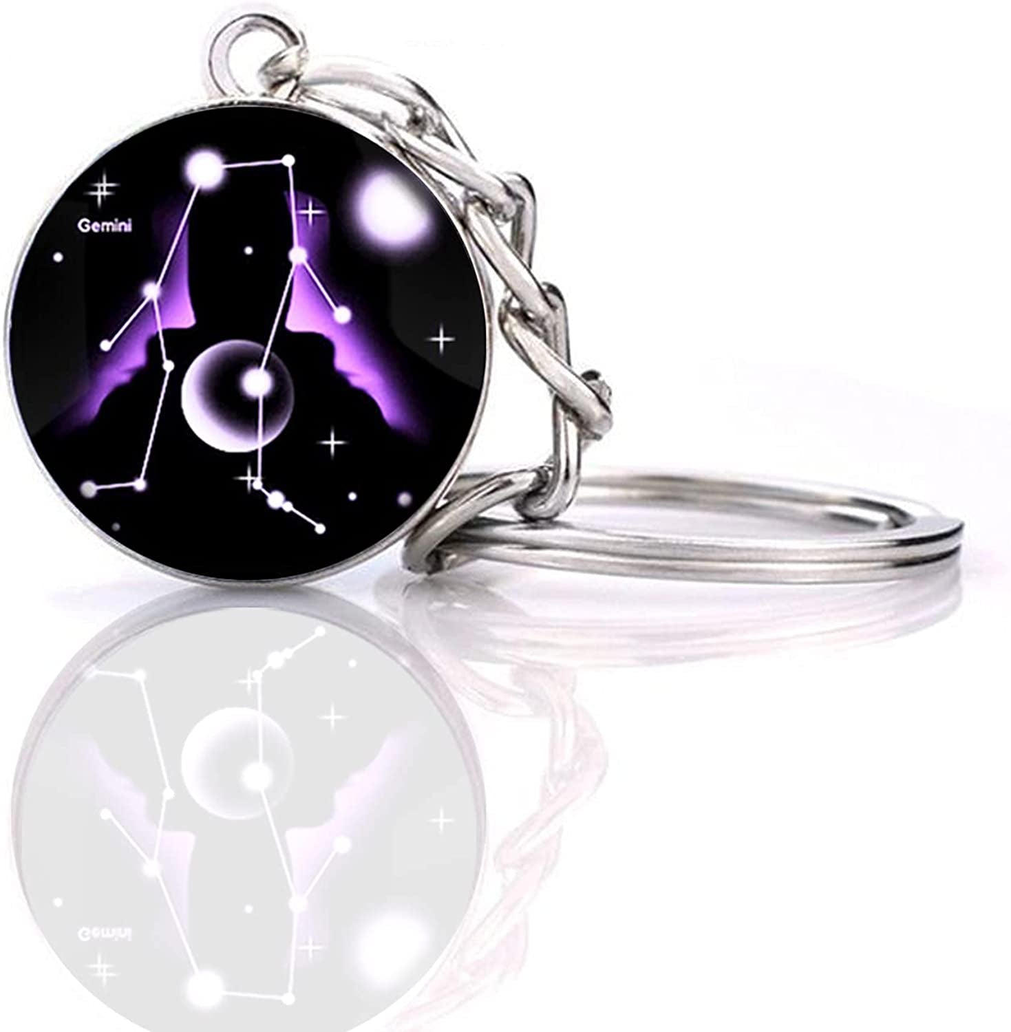 Zodiac 12 Constellation Glow in the Dark Creative Galaxy Keychain