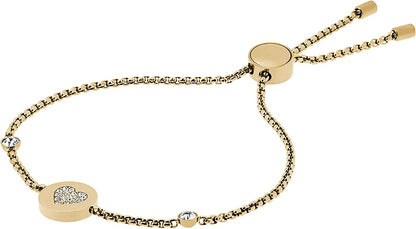 Women'S Stainless Steel Gold-Tone Slider Bracelet with Crystal Accents