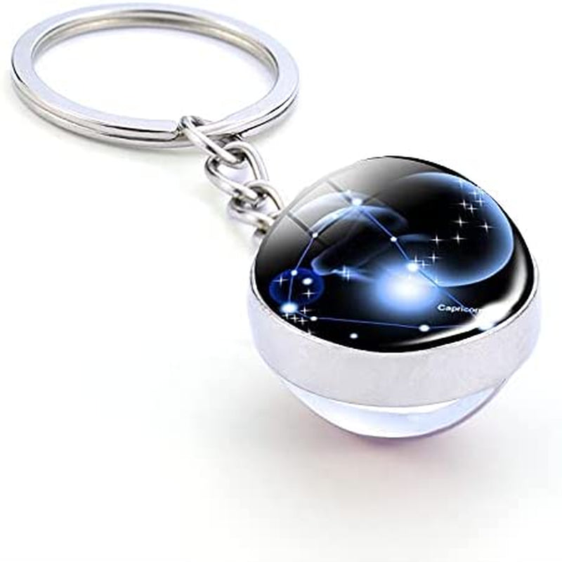 Zodiac 12 Constellation Glow in the Dark Creative Galaxy Keychain