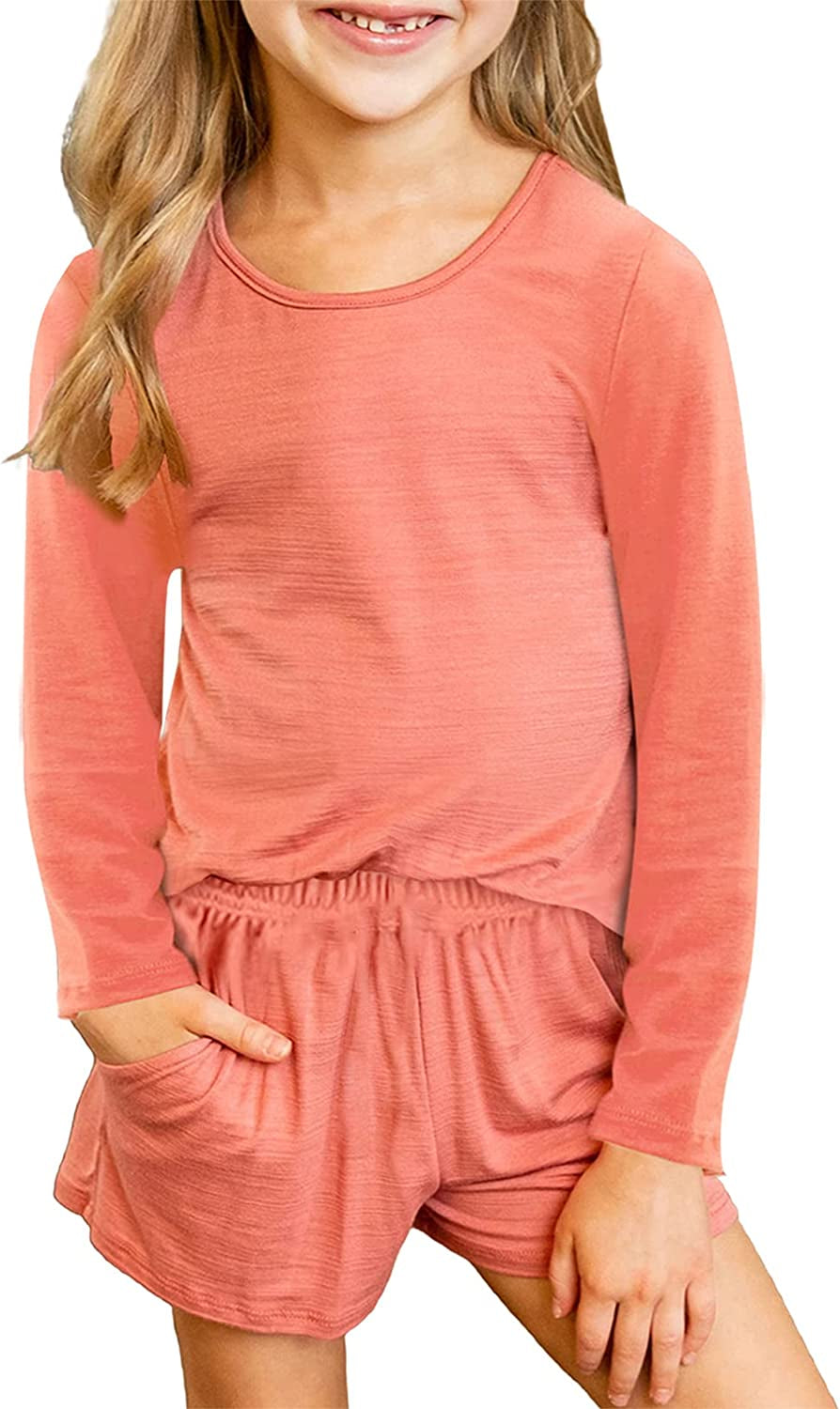 Girls Summer T-Shirt and Shorts Set with Side Pockets